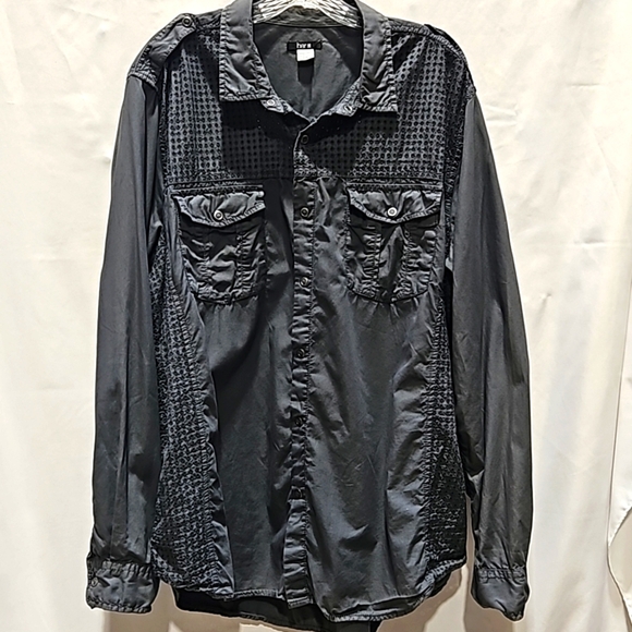 Bar 3, button up, shirt, dark grey, Long sleeve, snap cuff, 7 snaps,  Sz XXL - Picture 1 of 9